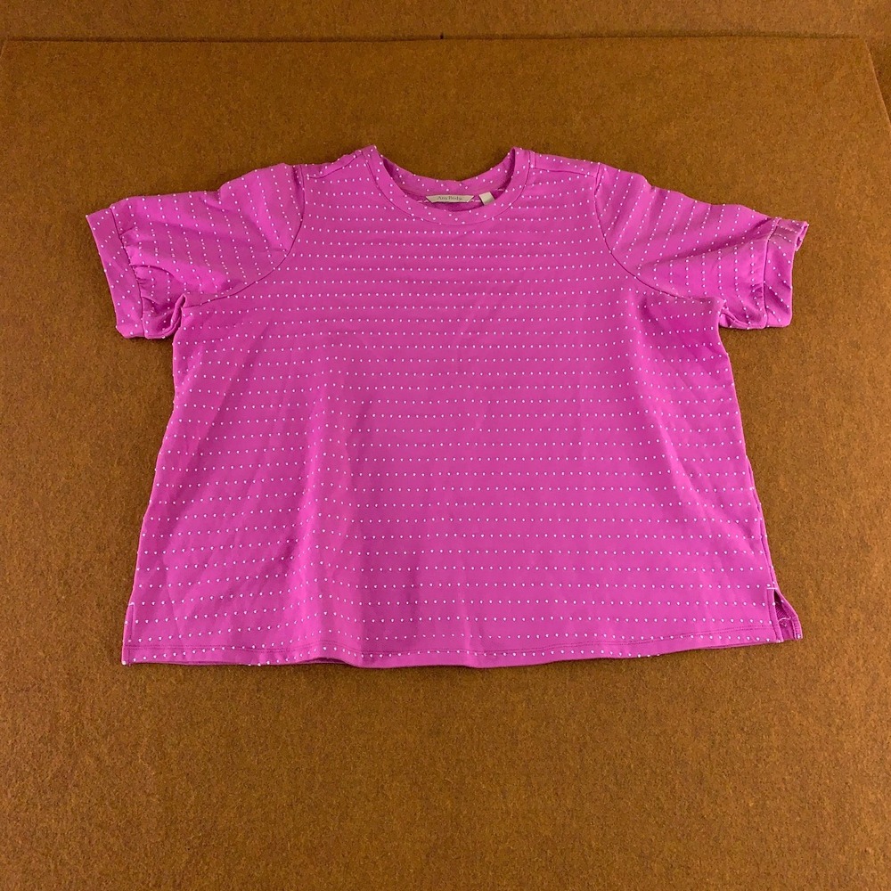 AnyBody Womens 2X Wild Orchid Dobby French Terry Short Sleeve Top New